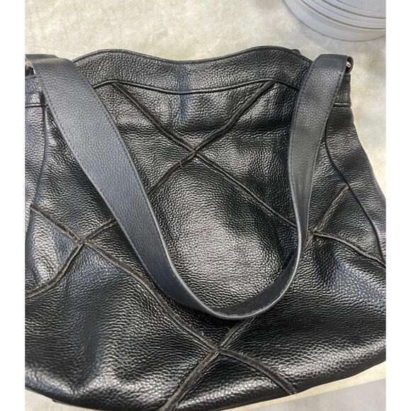 Nyla Noor black leather quilted shoulder purse vintage - Picture 13 of 13